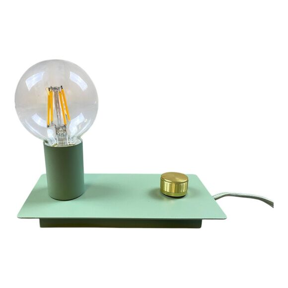 Mercantile Design Table Top Edison Lamp NEW W TAG Minimalist Simple Teal & Gold - Picture 5 of 13